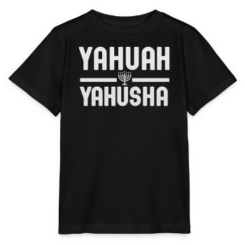 Yahuwah Yahusha Schriftzug Mit Menorah - Stanley/Stella Kinder T-Shirt MINI CREATOR  - Schwarz - Vorne - Mikhail (115cm)