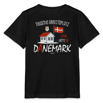 Tausche Arbeitsplatz gegen Hütte Dänemark - Stanley/Stella Kinder T-Shirt MINI CREATOR  - Schwarz - Vorne - Mikhail (115cm)