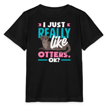 Realy Like Sea Otter Cartoon - Stanley/Stella Kinder T-Shirt MINI CREATOR  - Schwarz - Vorne - Mikhail (115cm)