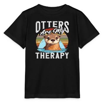 Retro-sonnenuntergang Seeotter Cartoon - Stanley/Stella Kinder T-Shirt MINI CREATOR  - Schwarz - Vorne - Mikhail (115cm)