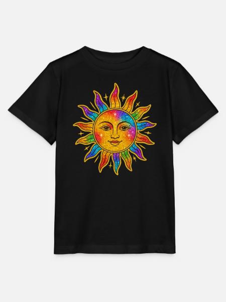 Sonne im Regenbogen-Glitzer - Stanley/Stella Kinder T-Shirt MINI CREATOR - Schwarz
