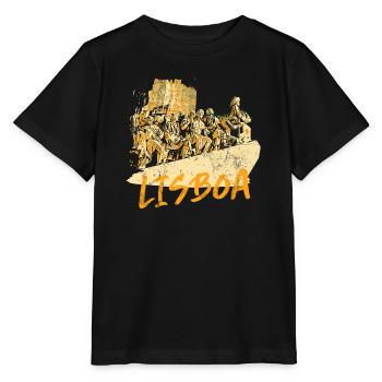 Monument Découvertes Lisbonne illustration ocre - T-shirt bio MINI CREATOR Stanley/Stella Enfant - noir - Devant - Mikhail (115cm)