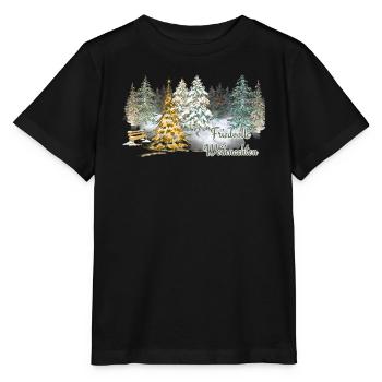 Friedvolle Weihnachten im Winterwald im Advent - Stanley/Stella Kinder T-Shirt MINI CREATOR  - Schwarz - Vorne - Mikhail (115cm)