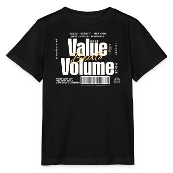 Valeur l’emporte sur le volume – Design de déclaration (foncé) - T-shirt bio MINI CREATOR Stanley/Stella Enfant - noir - Devant - Mikhail (115cm)