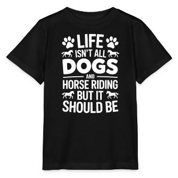 Riding Saying Dogs Horses Funny Riding Gift - Stanley/Stella MINI CREATOR Kids’ T-Shirt - black - Front - Mikhail (115cm)