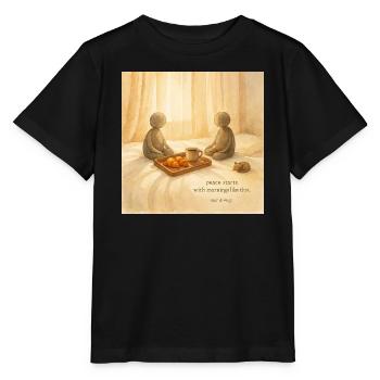 Morning Peace Frühstückstablett - Stanley/Stella Kinder T-Shirt MINI CREATOR  - Schwarz - Vorne - Mikhail (115cm)