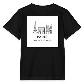 Paris Linienkunst Silhouette Wahrzeichen - Stanley/Stella Kinder T-Shirt MINI CREATOR  - Schwarz - Vorne - Mikhail (115cm)