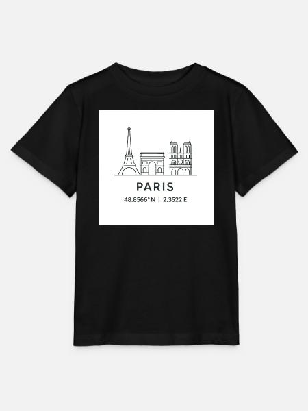 Paris Linienkunst Silhouette Wahrzeichen - Stanley/Stella Kinder T-Shirt MINI CREATOR - Schwarz