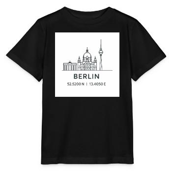 Berlin Line Art Silhouette Point de repère - T-shirt bio MINI CREATOR Stanley/Stella Enfant - noir - Devant - Mikhail (115cm)