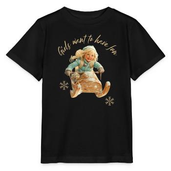 Les filles veulent s’amuser à faire de la luge - T-shirt bio MINI CREATOR Stanley/Stella Enfant - noir - Devant - Mikhail (115cm)