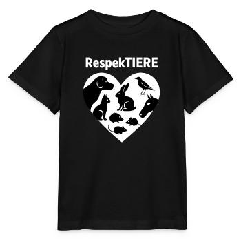 RespektTiere Herzsilhouette - Stanley/Stella Kinder T-Shirt MINI CREATOR  - Schwarz - Vorne - Mikhail (115cm)