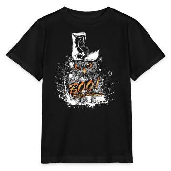 Halloween Owl with Witch Hat and BOO Lettering - Stanley/Stella MINI CREATOR Kids’ T-Shirt - black - Front - Mikhail (115cm)