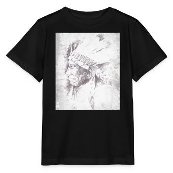 Chef indigène en plumes gris - T-shirt bio MINI CREATOR Stanley/Stella Enfant - noir - Devant - Mikhail (115cm)
