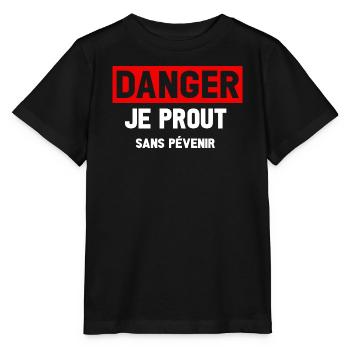 Danger Prout Without Warning - Stanley/Stella MINI CREATOR Kids’ T-Shirt - black - Front - Mikhail (115cm)