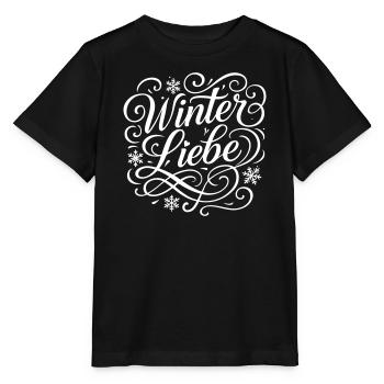 Winter Love Heart - Stanley/Stella MINI CREATOR Kids’ T-Shirt - black - Front - Mikhail (115cm)