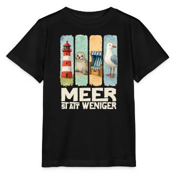 Moin Leuchtturm Robbe Strandkorb Möwe Küste - Stanley/Stella Kinder T-Shirt MINI CREATOR  - Schwarz - Vorne - Mikhail (115cm)