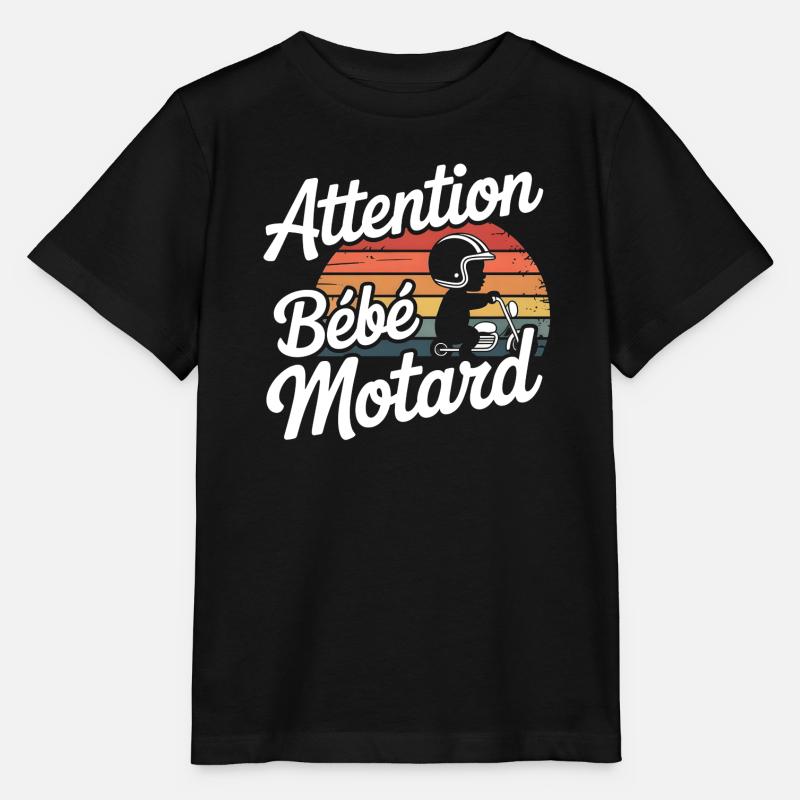 Attention Bébé Motard Vintage - T-shirt bio MINI CREATOR Stanley/Stella Enfant - noir
