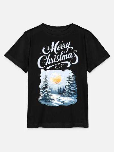 Frohe Weihnachten Waldlandschaft - Stanley/Stella Kinder T-Shirt MINI CREATOR - Schwarz