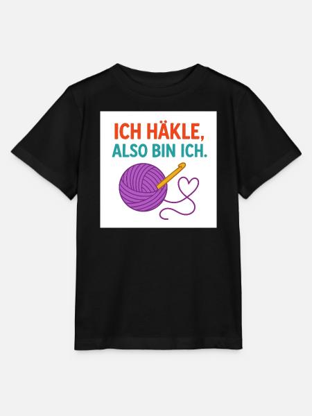 Ich häkle, also bin ich - Stanley/Stella Kinder T-Shirt MINI CREATOR  - Schwarz