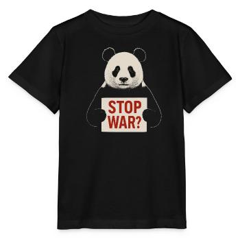 Le panda appelle à la paix - T-shirt bio MINI CREATOR Stanley/Stella Enfant - noir - Devant - Mikhail (115cm)
