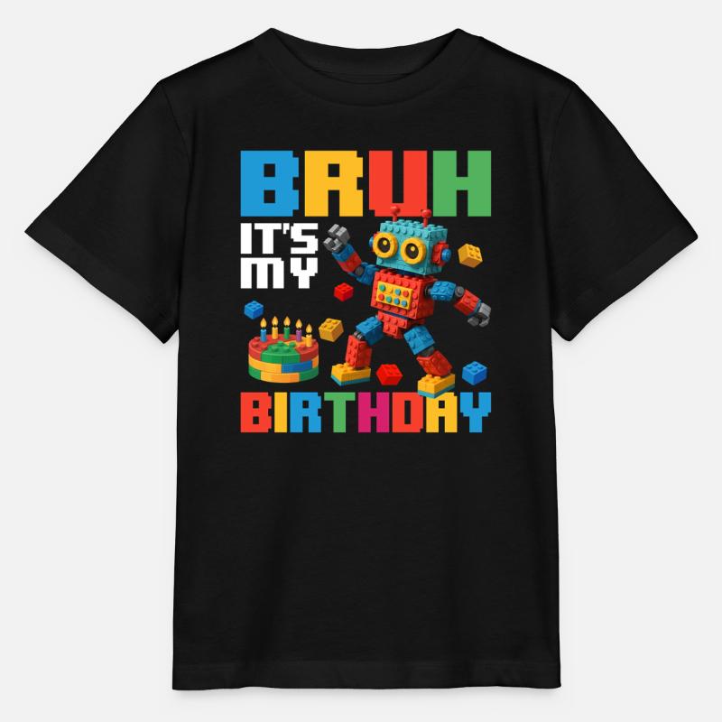 Bruh c’est mon anniversaire Constructeur de briques drôle - T-shirt bio MINI CREATOR Stanley/Stella Enfant - noir