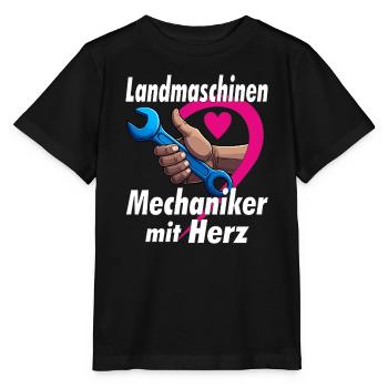 Mécanicien de machines agricoles avec HEART - T-shirt bio MINI CREATOR Stanley/Stella Enfant - noir - Devant - Mikhail (115cm)