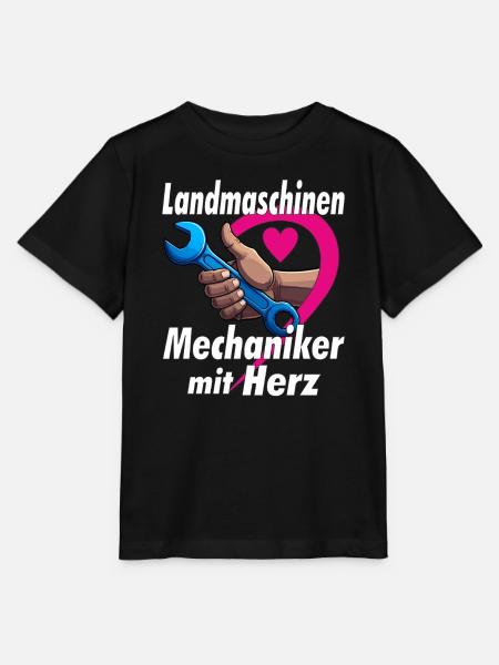 Landmaschinen Mechaniker mit HERZ - Stanley/Stella Kinder T-Shirt MINI CREATOR  - Schwarz