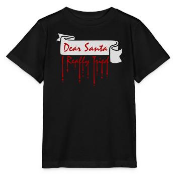 Cher Père Noël, j’ai vraiment essayé l’humour de Noël drôle - T-shirt bio MINI CREATOR Stanley/Stella Enfant - noir - Devant - Mikhail (115cm)