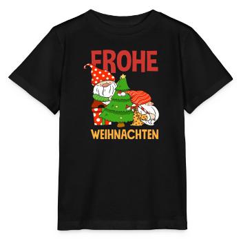 Merry Christmas Gnomes with Santa Hat - Stanley/Stella MINI CREATOR Kids’ T-Shirt - black - Front - Mikhail (115cm)