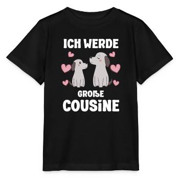 Große Cousine verkünden Hunde Welpen Ich werde - Stanley/Stella Kinder T-Shirt MINI CREATOR  - Schwarz - Vorne - Mikhail (115cm)
