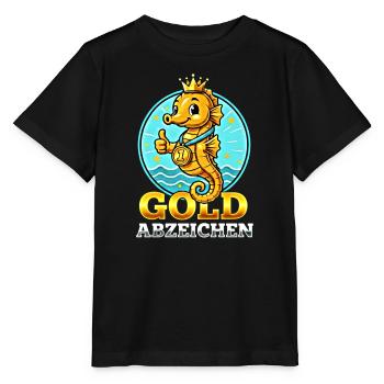 Seahorse Gold Badge Swimming Performance - Stanley/Stella MINI CREATOR Kids’ T-Shirt - black - Front - Mikhail (115cm)