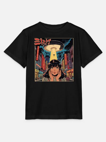 Manga UFO Invasion Neon Stadt - Stanley/Stella Kinder T-Shirt MINI CREATOR - Schwarz