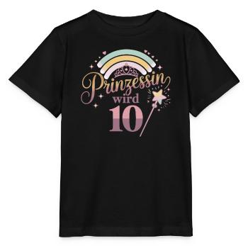 Prinzessin wird 10 – Regenbogenzauber - Stanley/Stella Kinder T-Shirt MINI CREATOR  - Schwarz - Vorne - Mikhail (115cm)