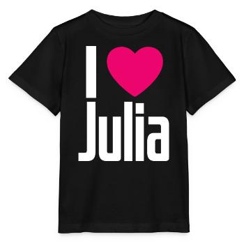 J’aime Julia Coeur rose J’aime Julia - T-shirt bio MINI CREATOR Stanley/Stella Enfant - noir - Devant - Mikhail (115cm)