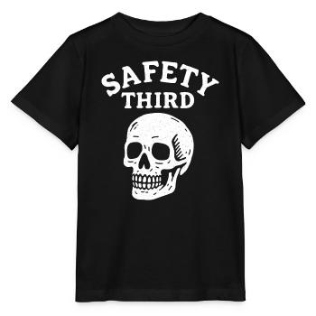 Safety Third Totenkopf Lustig Safety Third - Stanley/Stella Kinder T-Shirt MINI CREATOR  - Schwarz - Vorne - Mikhail (115cm)