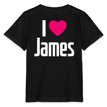 I Love James Pink Heart I Love James - Stanley/Stella MINI CREATOR Kids’ T-Shirt - black - Front - Mikhail (115cm)