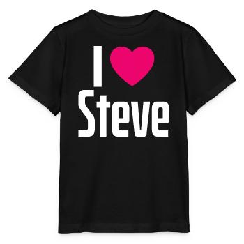 I Love Steve Pinkes Herz Ich liebe Steve - Stanley/Stella Kinder T-Shirt MINI CREATOR  - Schwarz - Vorne - Mikhail (115cm)