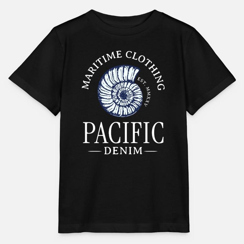 Coquille nautique imprimée en spirale - T-shirt bio MINI CREATOR Stanley/Stella Enfant - noir