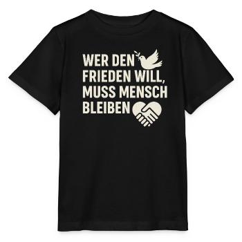 Paix et humanité - T-shirt bio MINI CREATOR Stanley/Stella Enfant - noir - Devant - Mikhail (115cm)