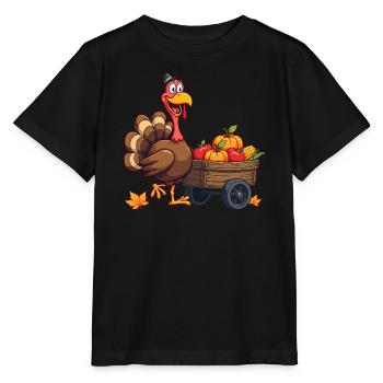 Thanksgiving Drôle Dinde de Thanksgiving - T-shirt bio MINI CREATOR Stanley/Stella Enfant - noir - Devant - Mikhail (115cm)