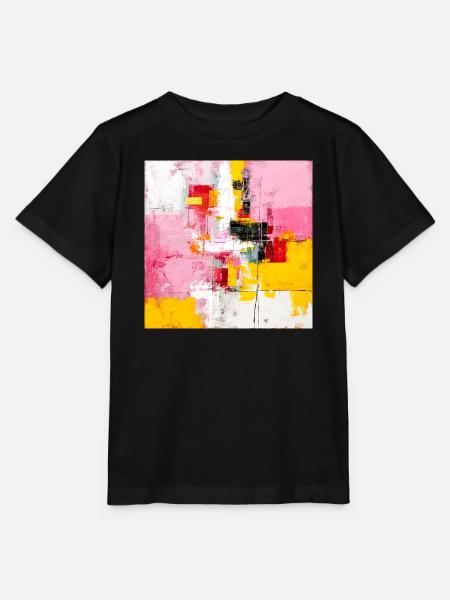 Blocs de couleur abstraits Rose Jaune - T-shirt bio MINI CREATOR Stanley/Stella Enfant - noir