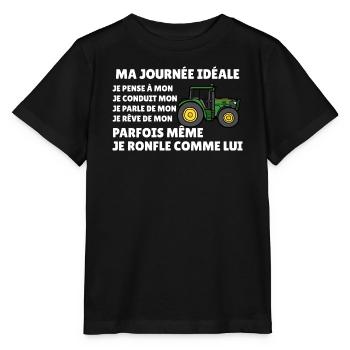 Tracteur agricole humour fermier passion paysanne  - T-shirt bio MINI CREATOR Stanley/Stella Enfant - noir - Devant - Mikhail (115cm)