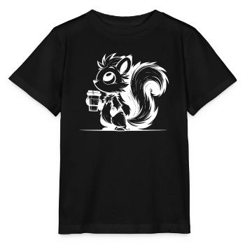 Eichhörnchen im Koffeinrausch - Bin schon wach - Stanley/Stella Kinder T-Shirt MINI CREATOR  - Schwarz - Vorne - Mikhail (115cm)