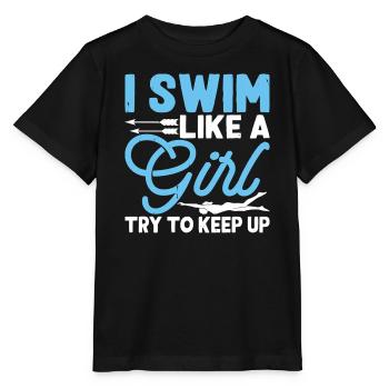 Schwimmen Wassersport Schwimmer Geschenke - Stanley/Stella Kinder T-Shirt MINI CREATOR  - Schwarz - Vorne - Mikhail (115cm)