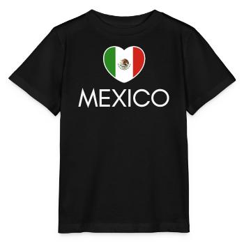 Cœur avec drapeau mexicain, fierté mexicaine - T-shirt bio MINI CREATOR Stanley/Stella Enfant - noir - Devant - Mikhail (115cm)