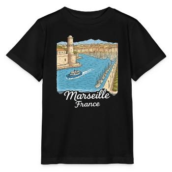 Marseille Frankreich - Stanley/Stella Kinder T-Shirt MINI CREATOR  - Schwarz - Vorne - Mikhail (115cm)