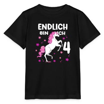 4 Jahre alt Pferd Endlich Bin Ich 4 Mädchen 4. - Stanley/Stella Kinder T-Shirt MINI CREATOR  - Schwarz - Vorne - Mikhail (115cm)
