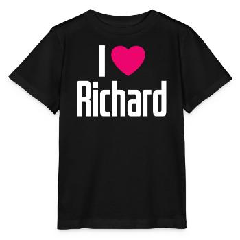 I Love Richard Pinkes Herz Ich liebe Richard - Stanley/Stella Kinder T-Shirt MINI CREATOR  - Schwarz - Vorne - Mikhail (115cm)