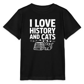I Love History and Cats - Stanley/Stella MINI CREATOR Kids’ T-Shirt - black - Front - Mikhail (115cm)