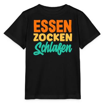 Essen Zocken Schlafen Gamer Spruch - Stanley/Stella Kinder T-Shirt MINI CREATOR  - Schwarz - Vorne - Mikhail (115cm)
